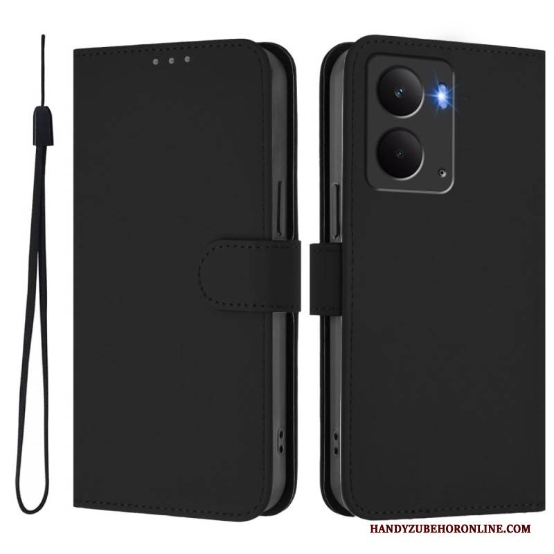 Lederhüllen Realme 14 5g Handyhülle Schlichtes Kunstleder-lanyard
