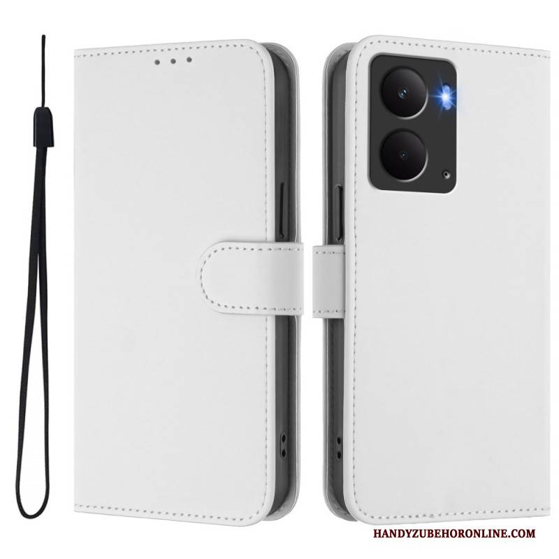 Lederhüllen Realme 14 5g Handyhülle Schlichtes Kunstleder-lanyard