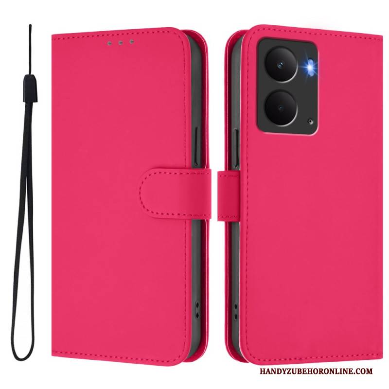 Lederhüllen Realme 14 5g Handyhülle Schlichtes Kunstleder-lanyard