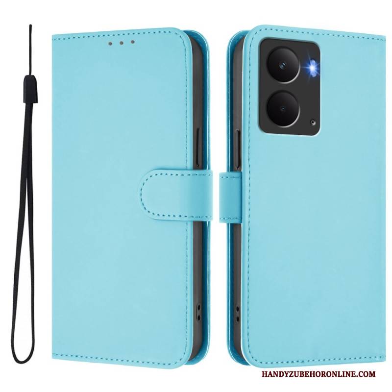 Lederhüllen Realme 14 5g Handyhülle Schlichtes Kunstleder-lanyard