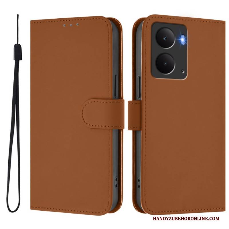 Lederhüllen Realme 14 5g Handyhülle Schlichtes Kunstleder-lanyard
