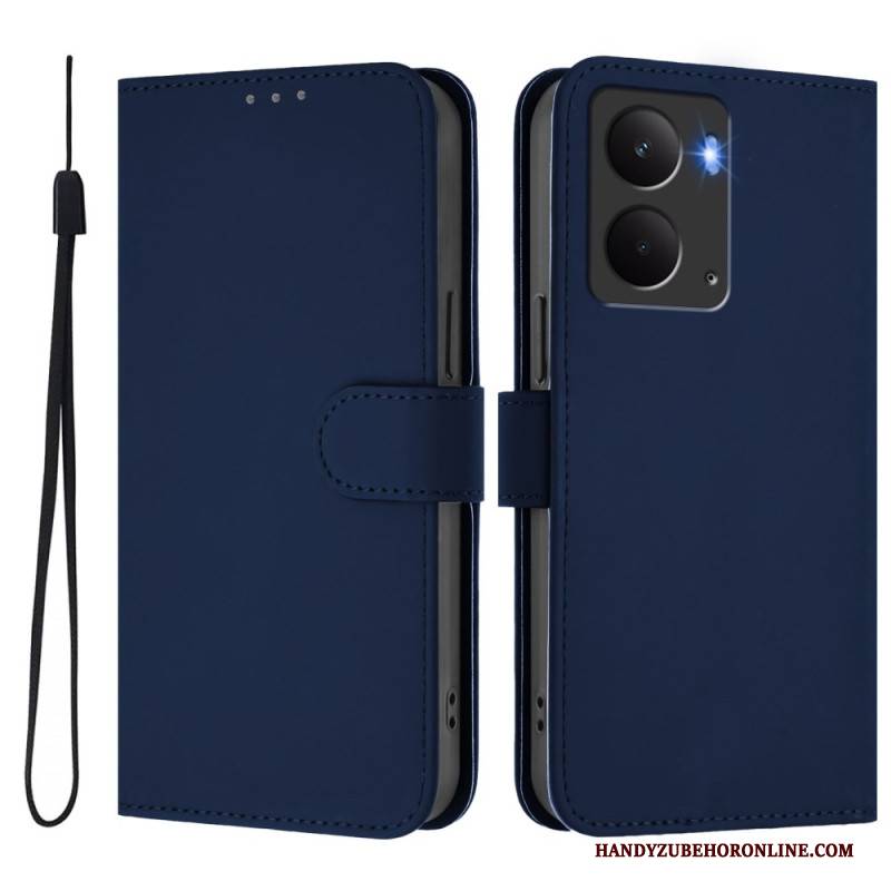 Lederhüllen Realme 14 5g Handyhülle Schlichtes Kunstleder-lanyard