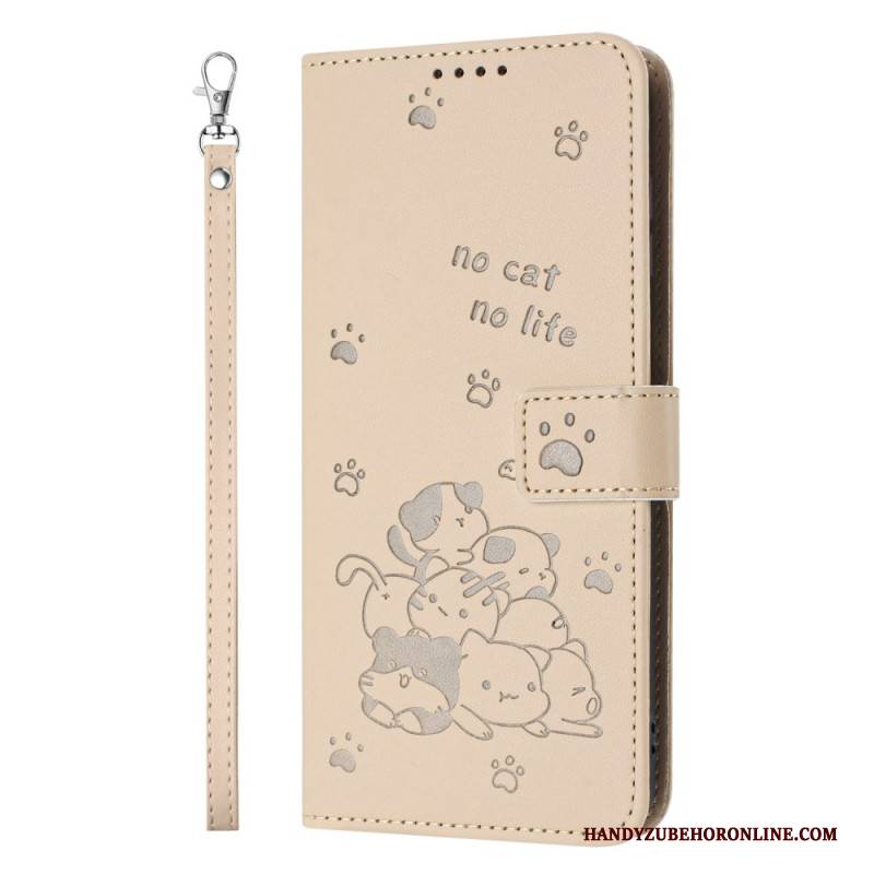 Lederhüllen Realme 14 5g Katzenhaufen Mit Lanyard