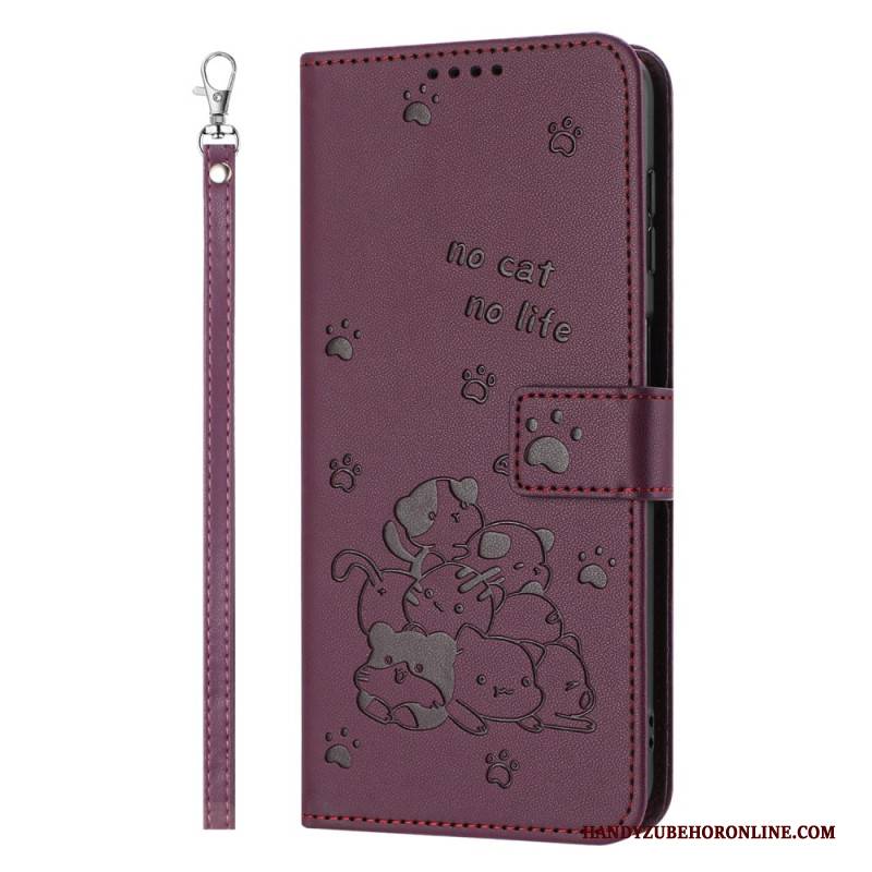 Lederhüllen Realme 14 5g Katzenhaufen Mit Lanyard