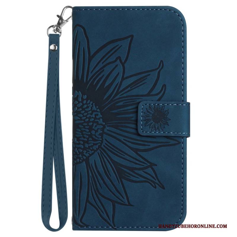 Lederhüllen Realme 14 5g Lanyard Mit Sonnenblumenmuster