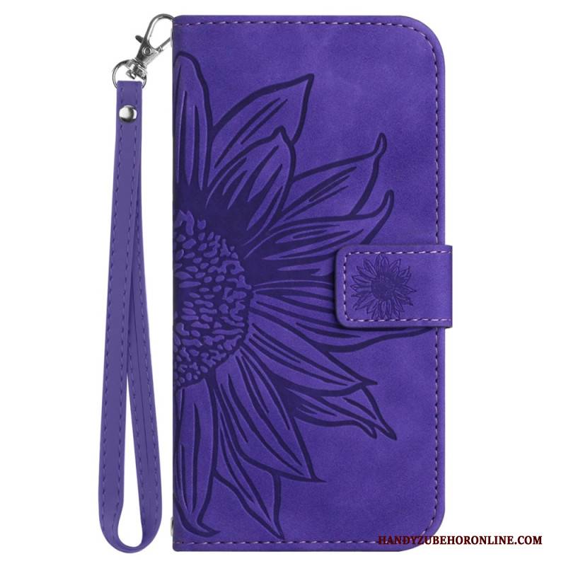 Lederhüllen Realme 14 5g Lanyard Mit Sonnenblumenmuster