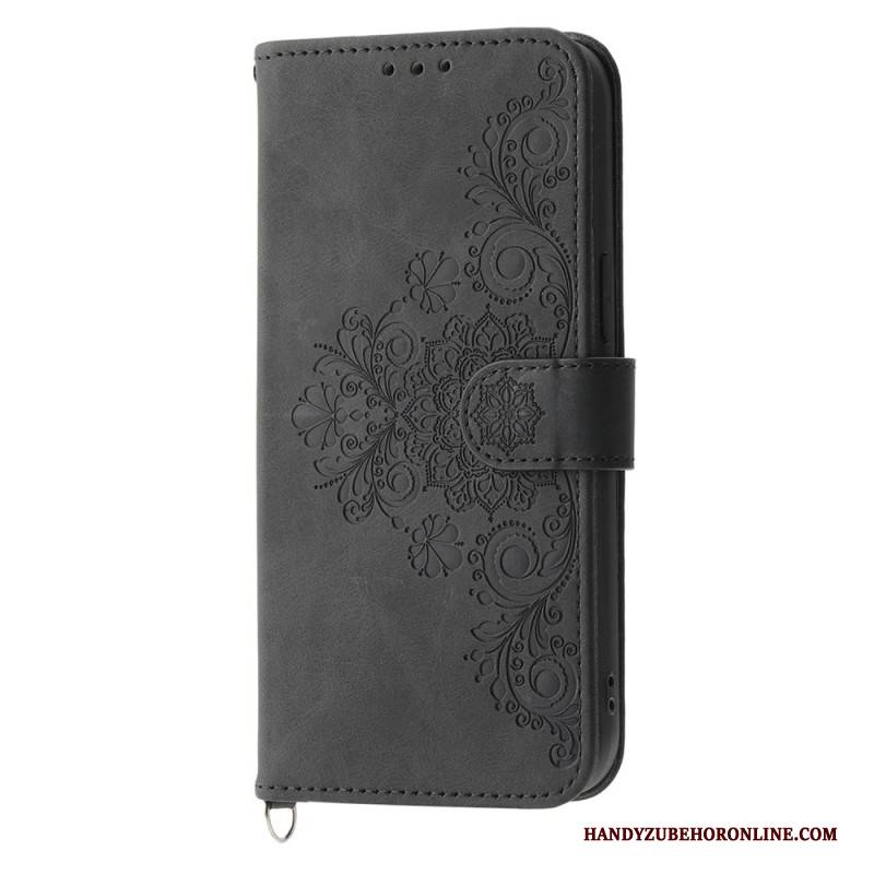 Lederhüllen Realme C53 Blumenmuster Mit Riemen Und Schulterriemen