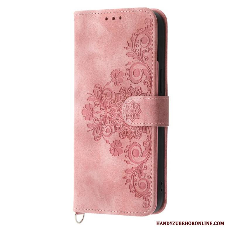 Lederhüllen Realme C53 Blumenmuster Mit Riemen Und Schulterriemen