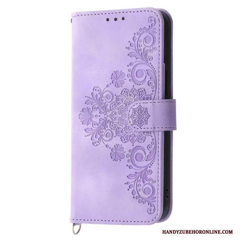 Lederhüllen Realme C53 Blumenmuster Mit Riemen Und Schulterriemen