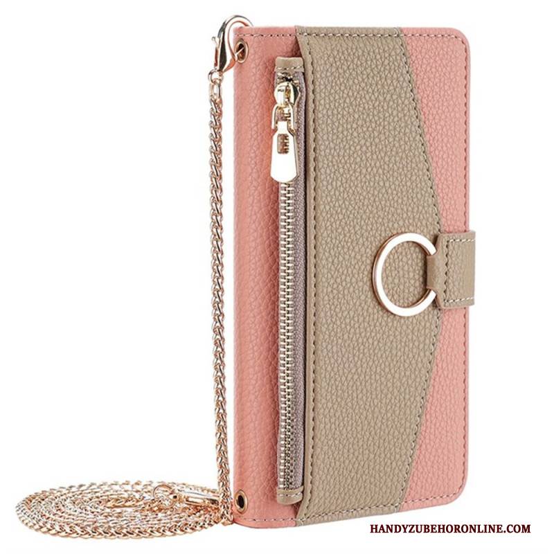 Lederhüllen Realme C71 Handyhülle Geldbörse Mit Spiegel Und Kette