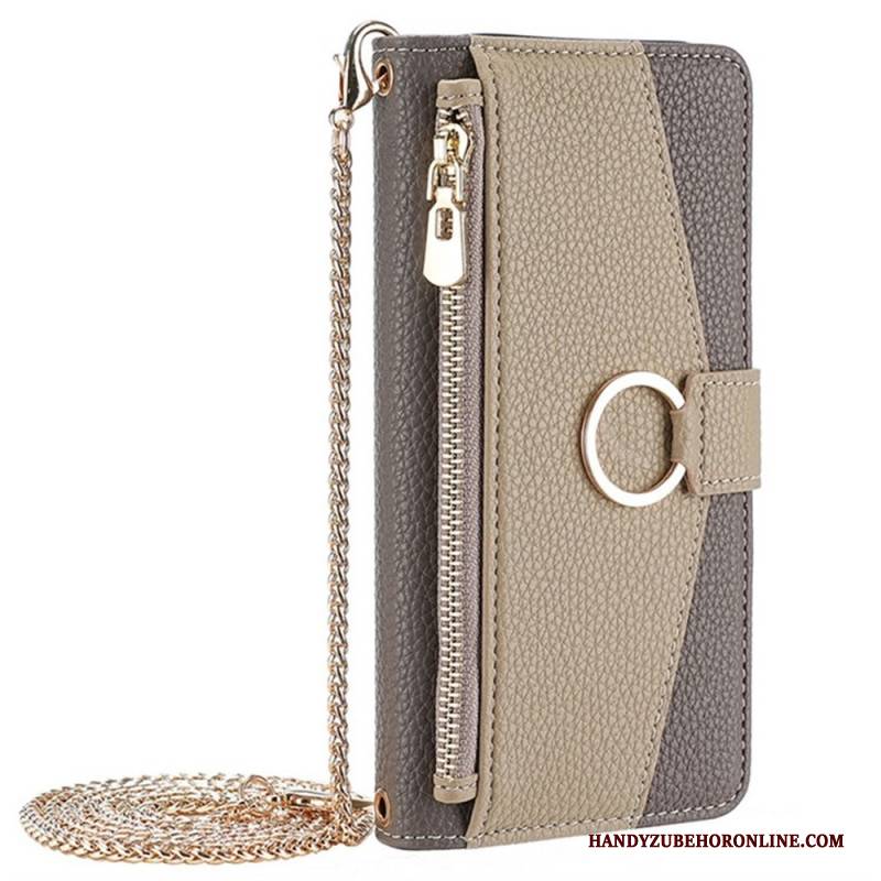 Lederhüllen Realme C71 Handyhülle Geldbörse Mit Spiegel Und Kette