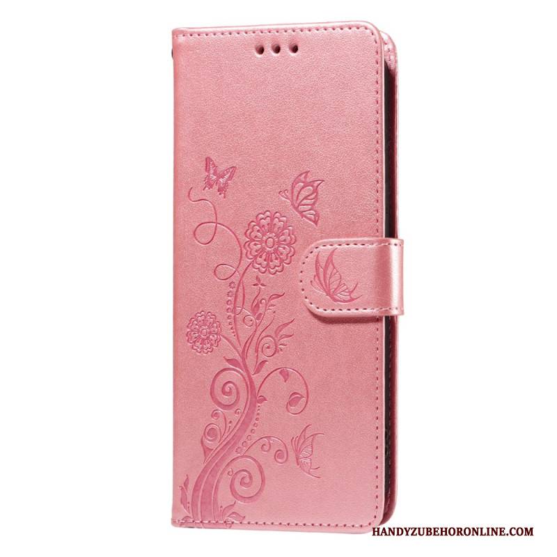 Lederhüllen Realme C71 Schmetterlinge Und Blumen