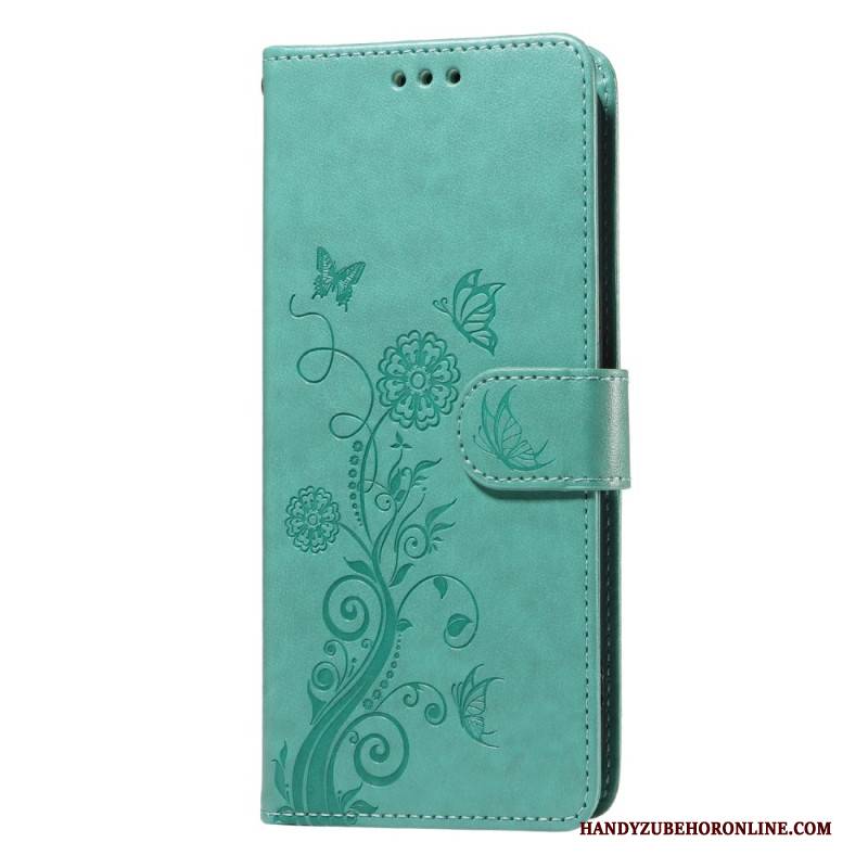 Lederhüllen Realme C71 Schmetterlinge Und Blumen