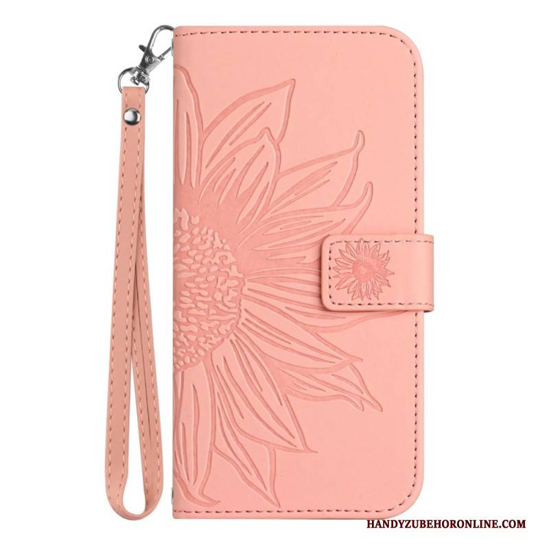 Lederhüllen Realme C75 Schulterriemen Mit Sonnenblumenmuster