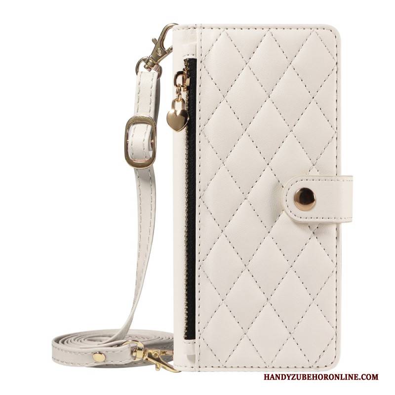 Lederhüllen Samsung Galaxy A17 4g / 5g Gesteppt Mit Riemen Und Schultergurt Armband