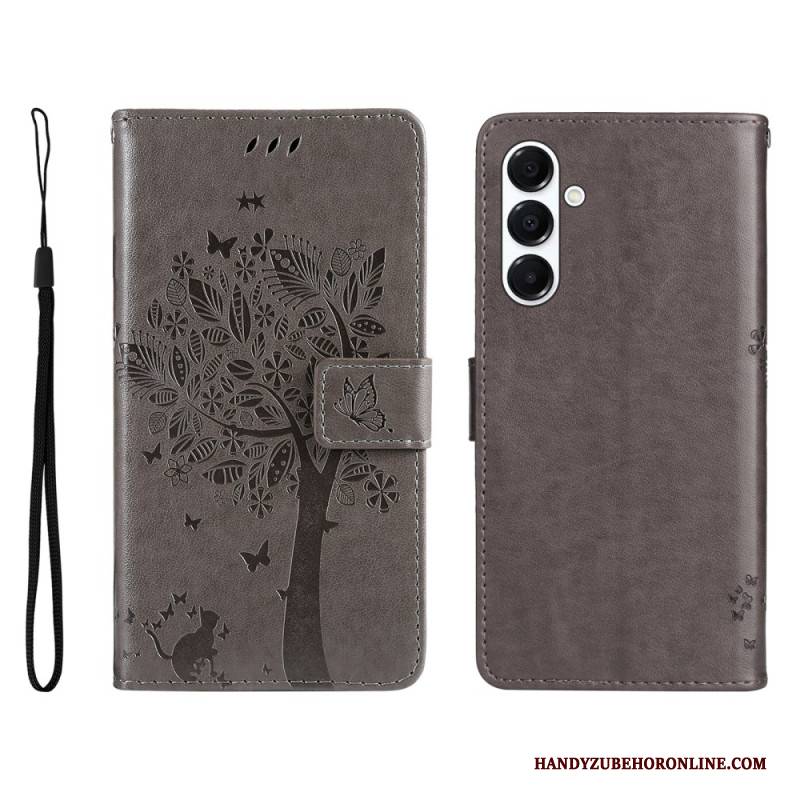 Lederhüllen Samsung Galaxy A17 4g / 5g Handyhülle Katze Und Baum