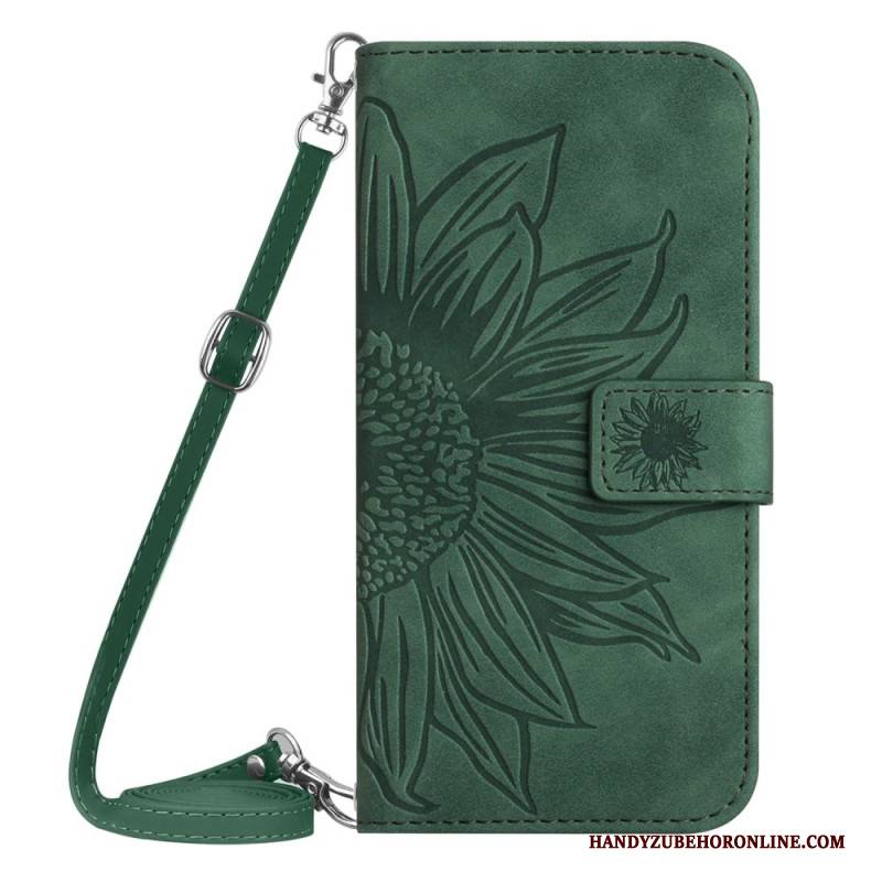 Lederhüllen Samsung Galaxy A17 4g / 5g Handyhülle Schultertasche Mit Sonnenblumenmuster