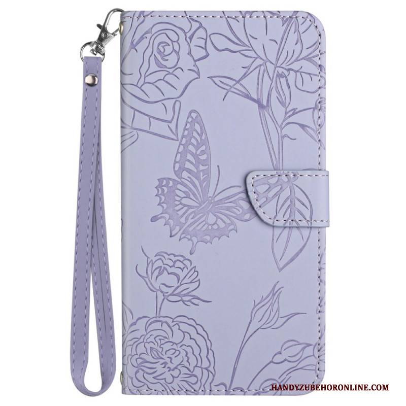 Lederhüllen Samsung Galaxy A17 4g / 5g Schulterriemen Mit Schmetterlingsmuster
