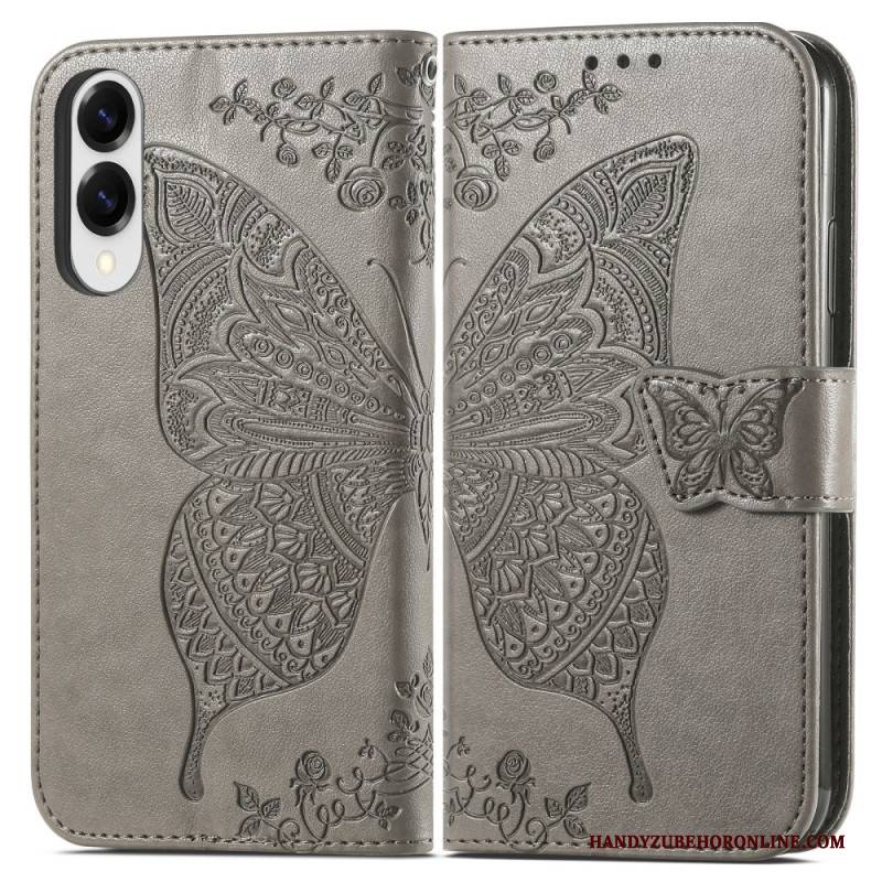 Lederhüllen Samsung Galaxy S25 5g Edge Barocker Schmetterling Mit Handschlaufe