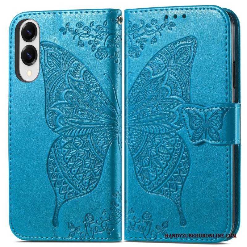 Lederhüllen Samsung Galaxy S25 5g Edge Barocker Schmetterling Mit Handschlaufe