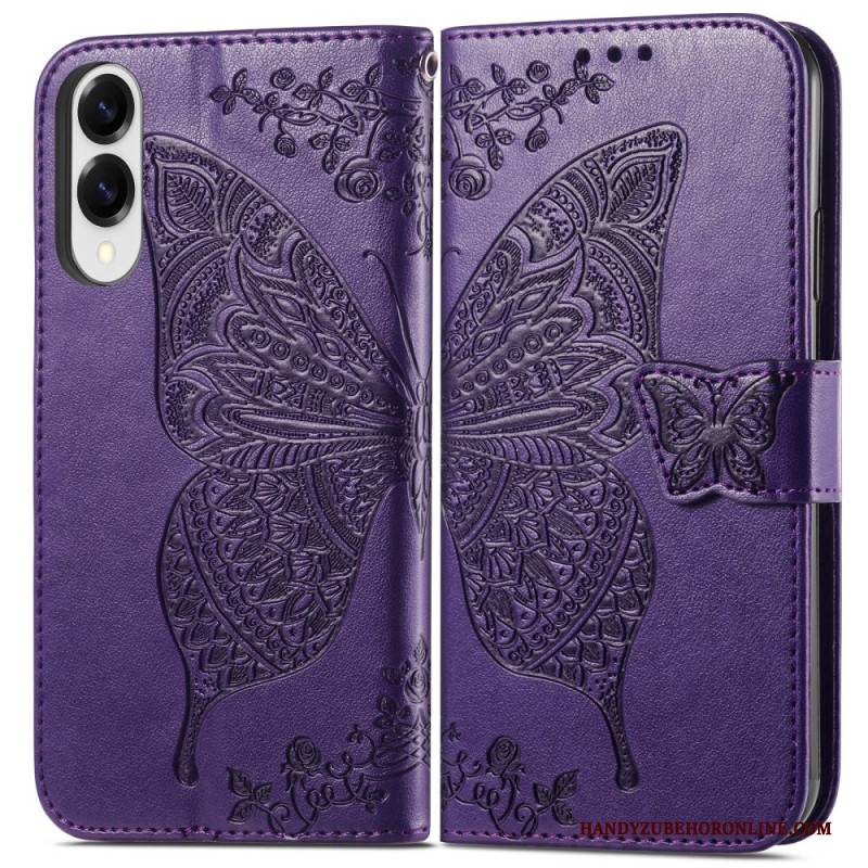 Lederhüllen Samsung Galaxy S25 5g Edge Barocker Schmetterling Mit Handschlaufe