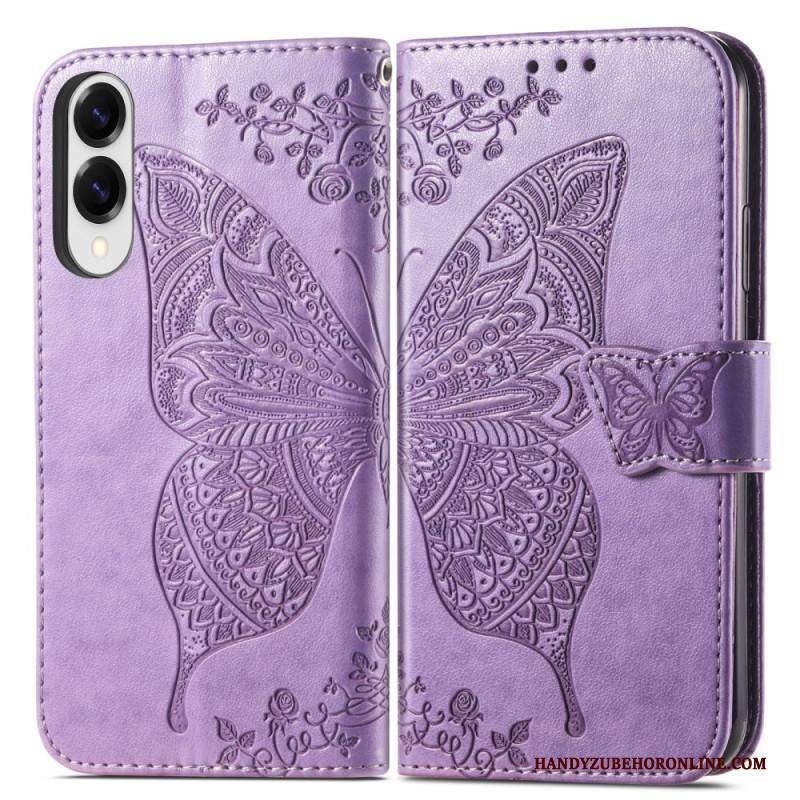 Lederhüllen Samsung Galaxy S25 5g Edge Barocker Schmetterling Mit Handschlaufe