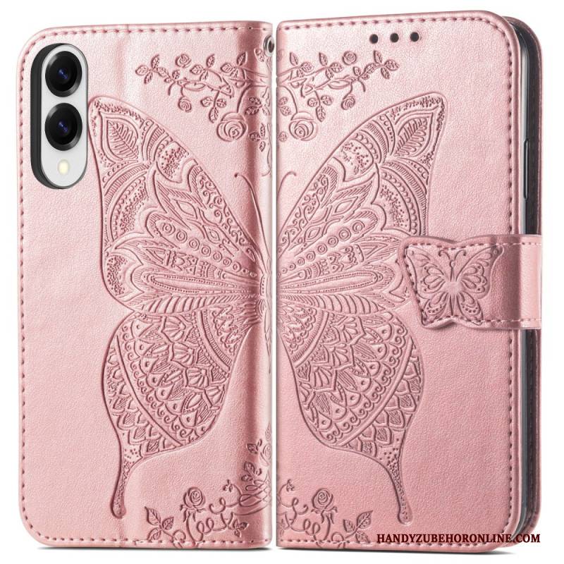 Lederhüllen Samsung Galaxy S25 5g Edge Barocker Schmetterling Mit Handschlaufe