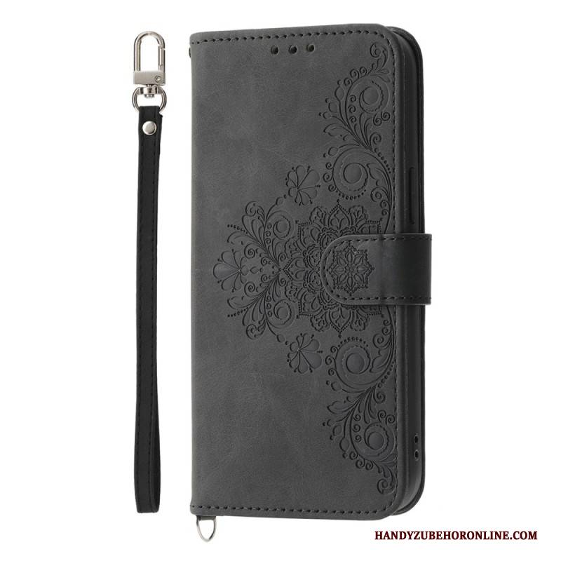 Lederhüllen Samsung Galaxy S25 5g Edge Blumenmuster Und Riemen