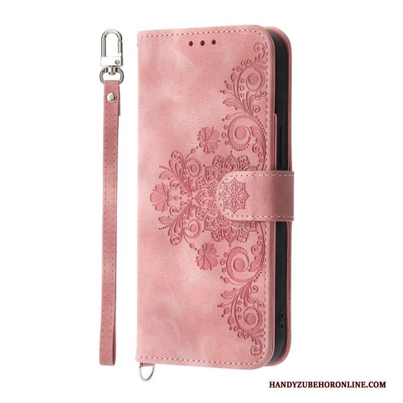 Lederhüllen Samsung Galaxy S25 5g Edge Blumenmuster Und Riemen