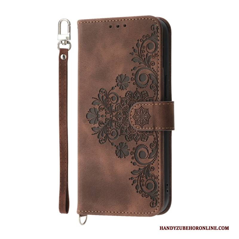 Lederhüllen Samsung Galaxy S25 5g Edge Blumenmuster Und Riemen