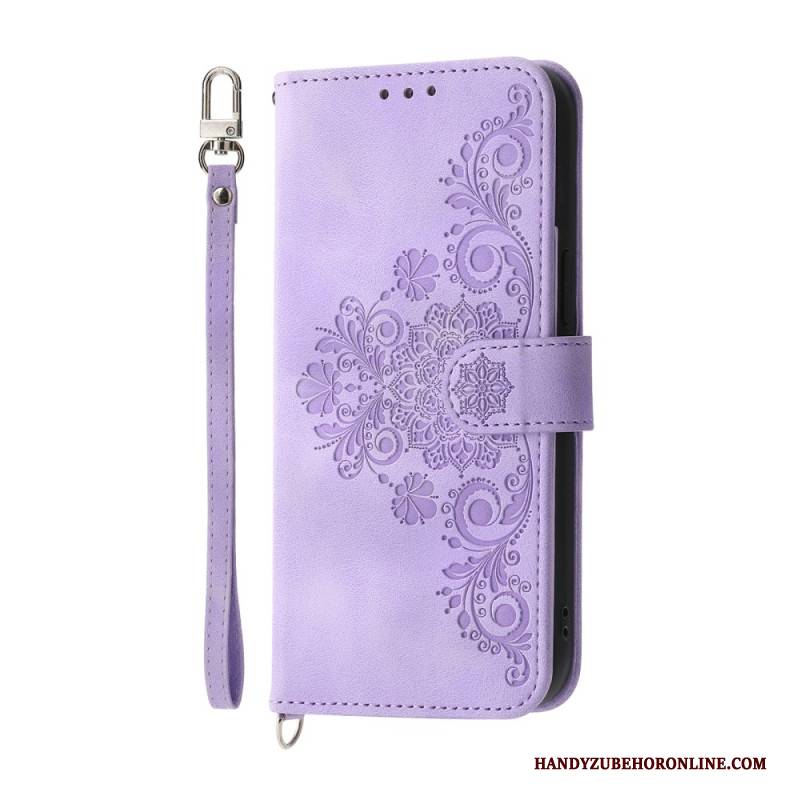 Lederhüllen Samsung Galaxy S25 5g Edge Blumenmuster Und Riemen