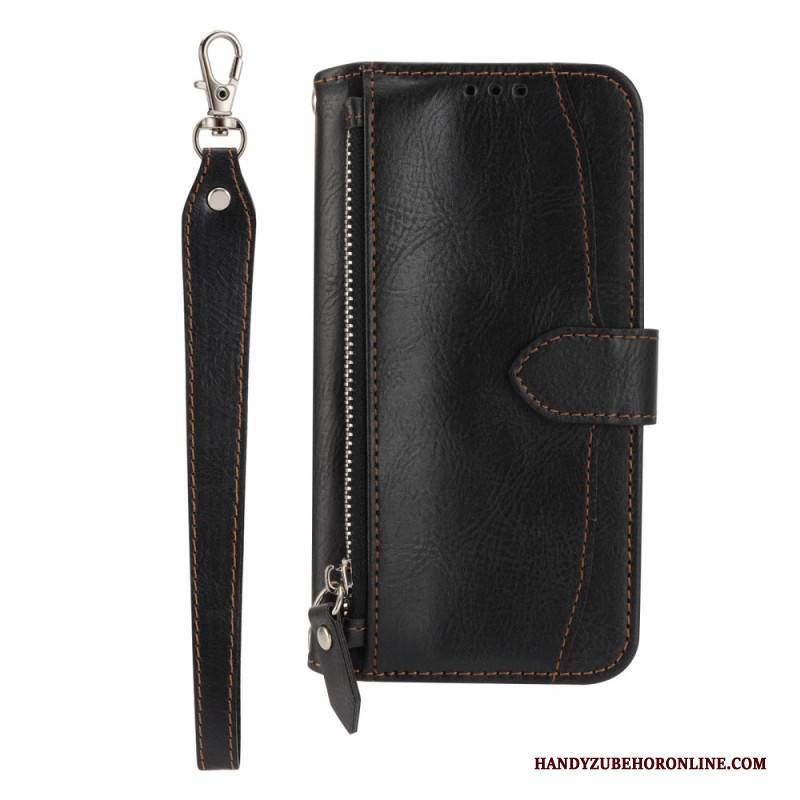 Lederhüllen Samsung Galaxy S25 5g Edge Handyhülle Vintage-geldbörse Mit Riemen Und Schulterriemen