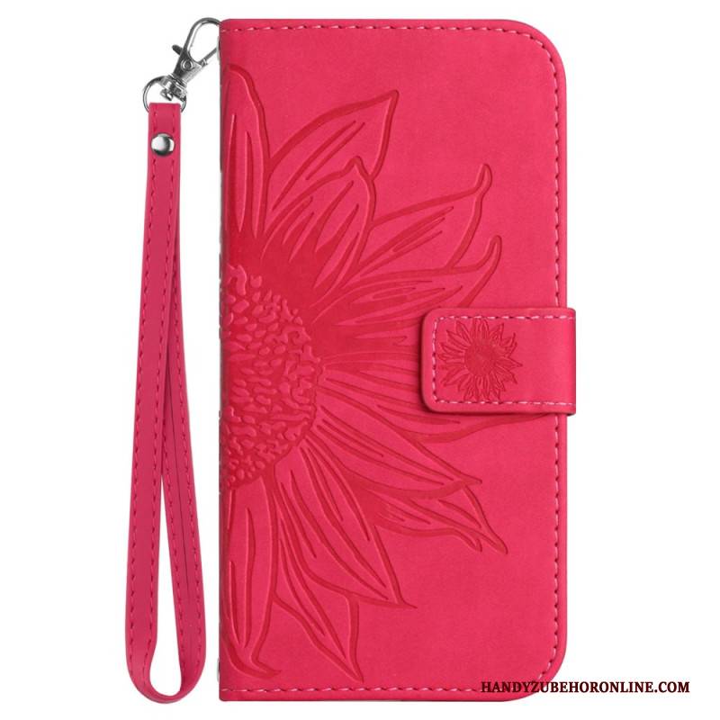 Lederhüllen Samsung Galaxy S25 5g Edge Sonnenblumenmuster Mit Riemen