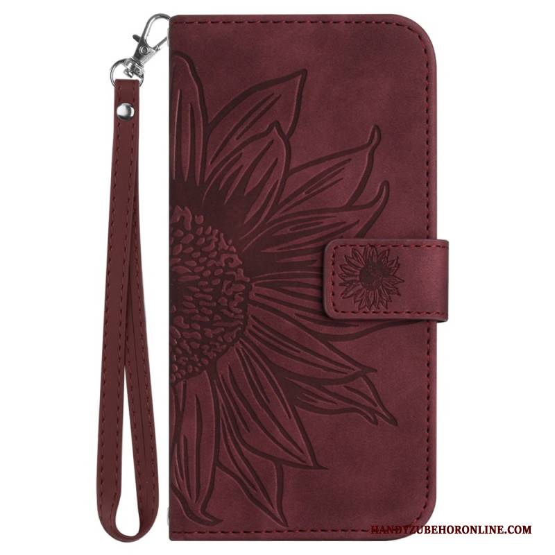 Lederhüllen Samsung Galaxy S25 5g Edge Sonnenblumenmuster Mit Riemen