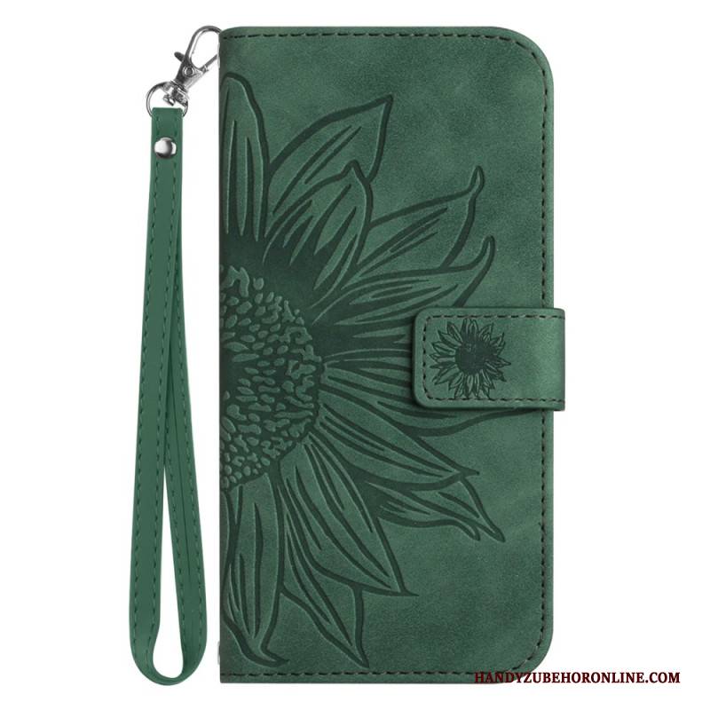 Lederhüllen Samsung Galaxy S25 5g Edge Sonnenblumenmuster Mit Riemen