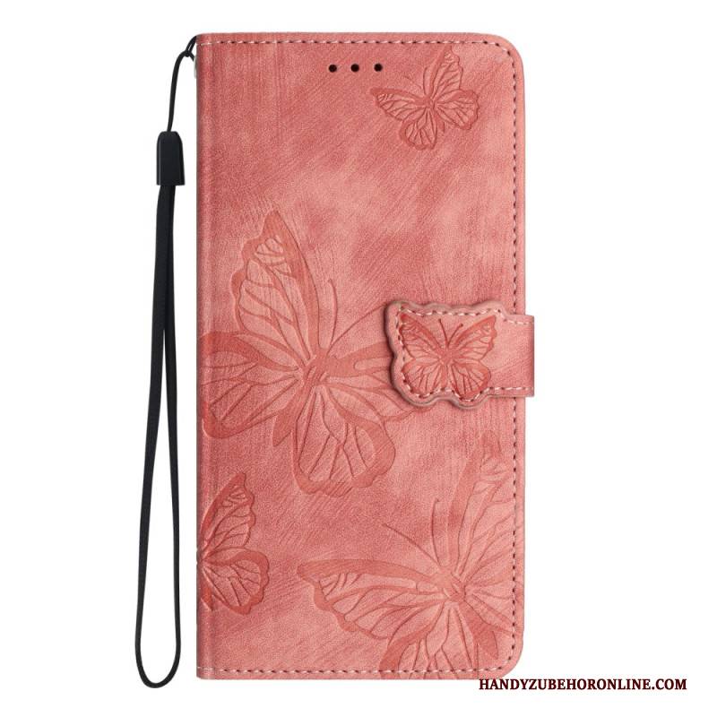 Lederhüllen Samsung Galaxy S25 5g Edge Wildleder-schmetterlingseffekt