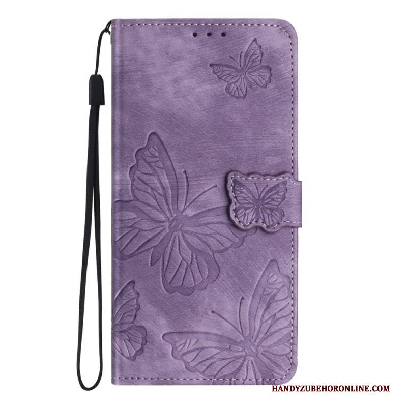 Lederhüllen Samsung Galaxy S25 5g Edge Wildleder-schmetterlingseffekt