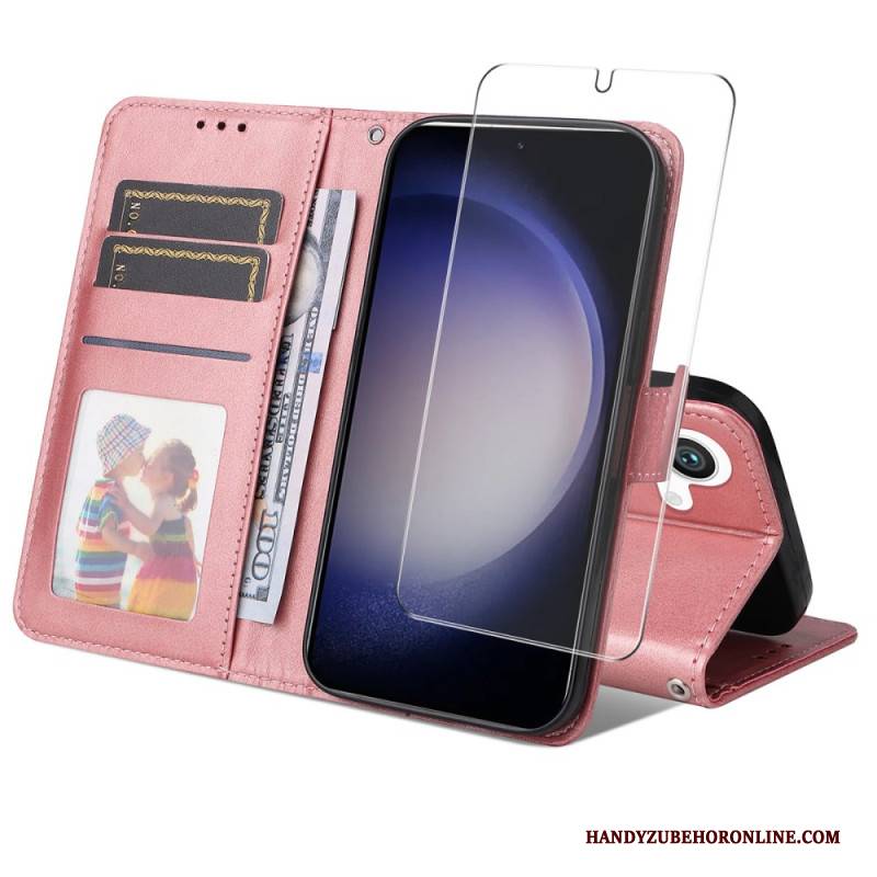 Lederhüllen Samsung Galaxy S25 5g Enkay Kunstleder Mit Displayschutz Aus Gehärtetem Glas