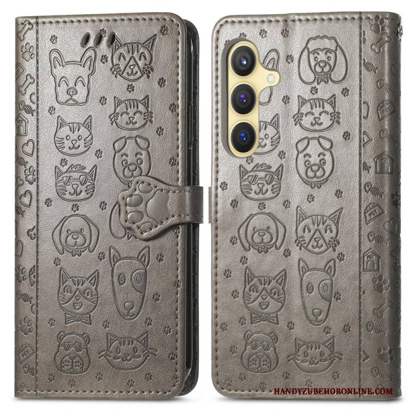 Lederhüllen Samsung Galaxy S25 5g Handyhülle Animierte Tiere