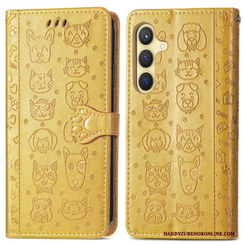 Lederhüllen Samsung Galaxy S25 5g Handyhülle Animierte Tiere