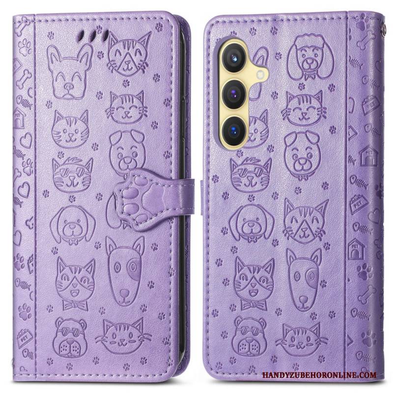 Lederhüllen Samsung Galaxy S25 5g Handyhülle Animierte Tiere