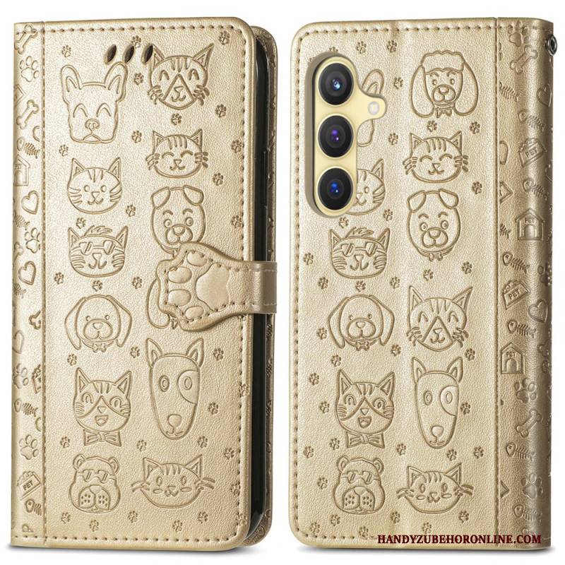 Lederhüllen Samsung Galaxy S25 5g Handyhülle Animierte Tiere