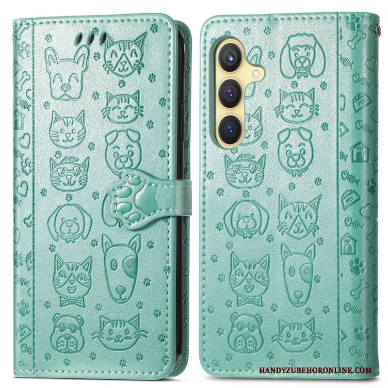 Lederhüllen Samsung Galaxy S25 5g Handyhülle Animierte Tiere