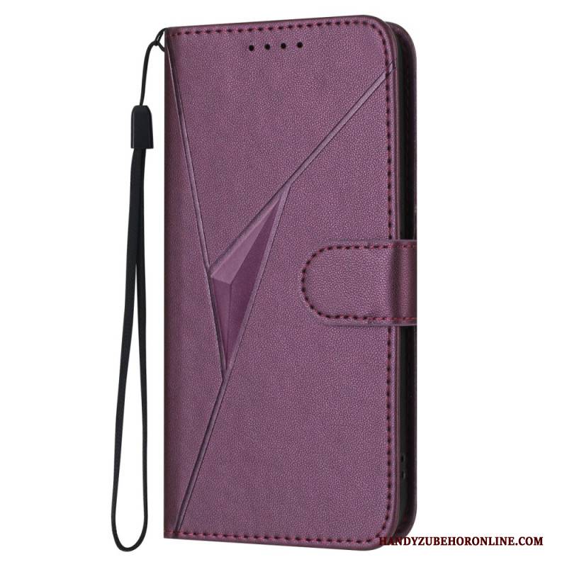 Lederhüllen Samsung Galaxy S25 5g Handyhülle Umhängeband Mit Dreiecksmuster