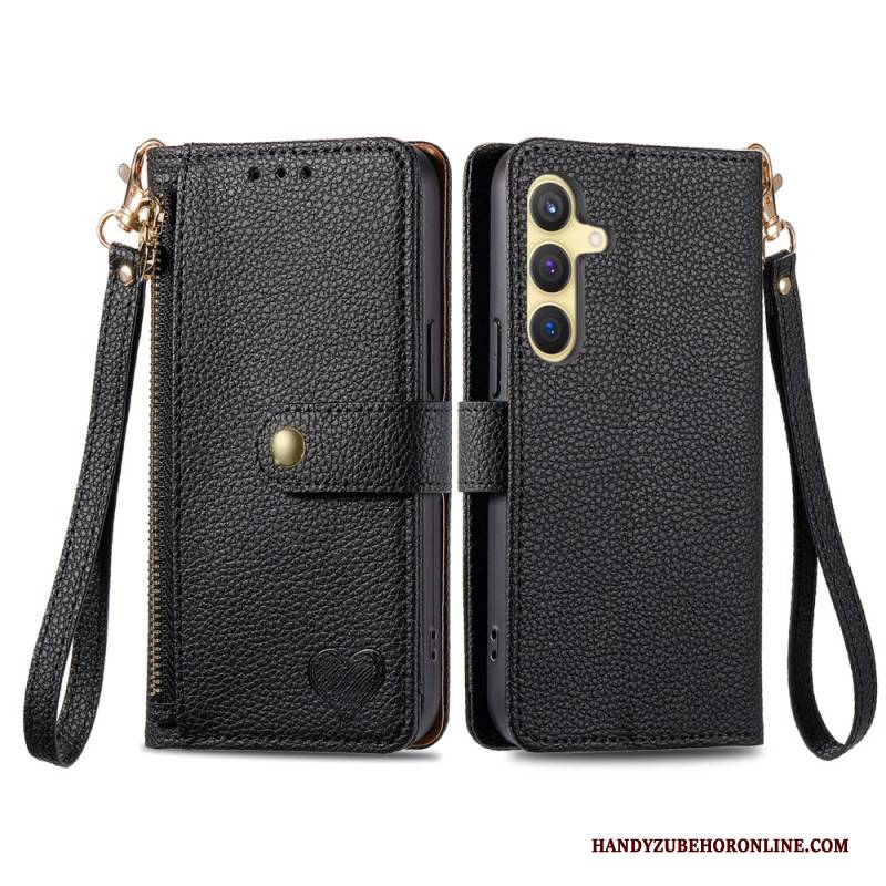 Lederhüllen Samsung Galaxy S25 5g Rfid-blockierung Im Herzdesign