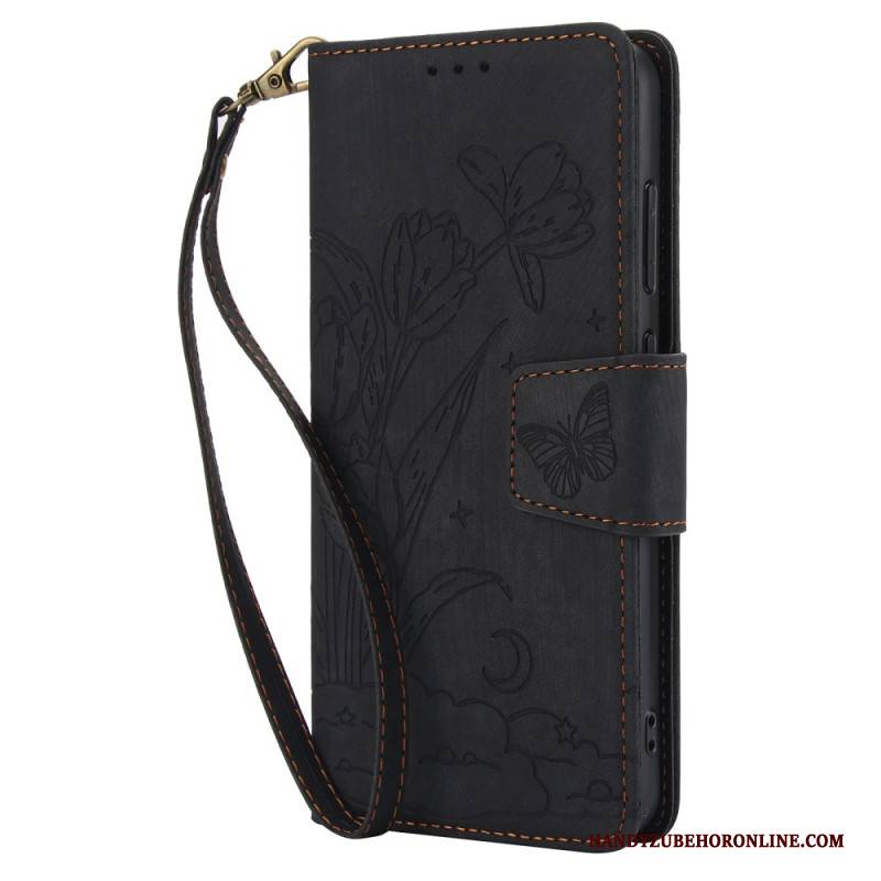 Lederhüllen Samsung Galaxy S25 5g Wildlederoptik Mit Blumenmuster