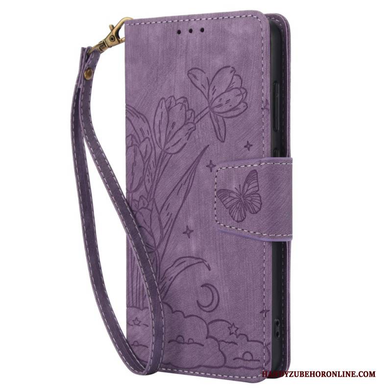 Lederhüllen Samsung Galaxy S25 5g Wildlederoptik Mit Blumenmuster