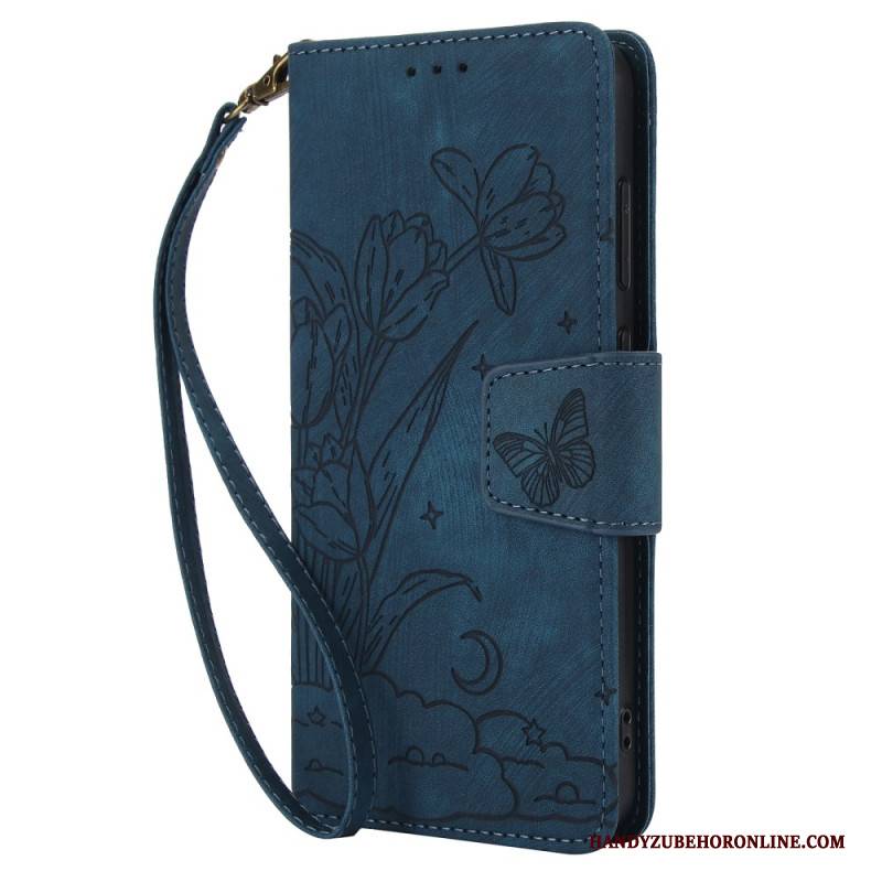 Lederhüllen Samsung Galaxy S25 5g Wildlederoptik Mit Blumenmuster