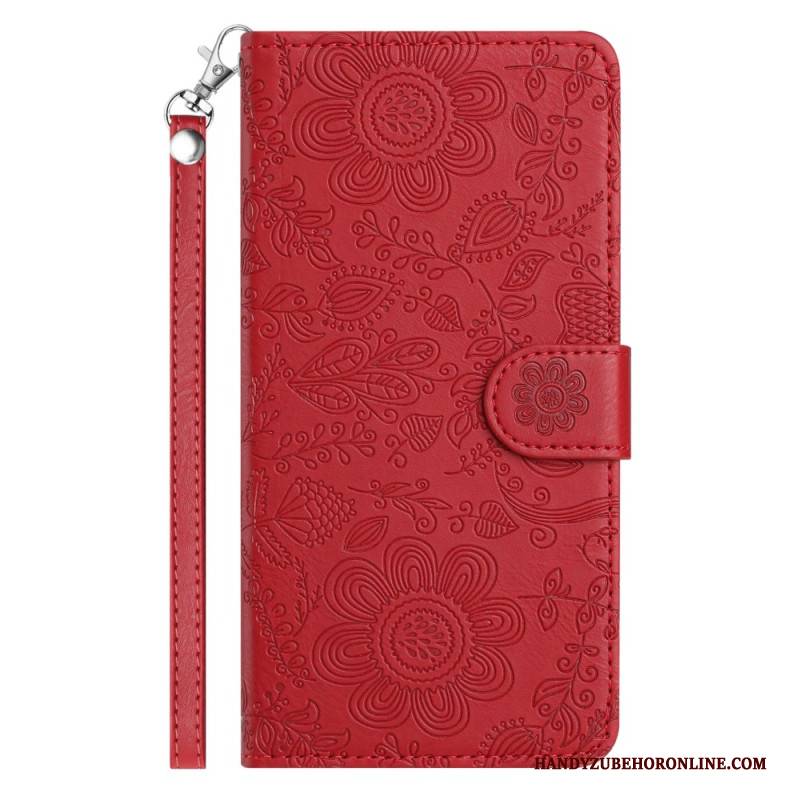 Lederhüllen Samsung Galaxy S25 Fe Blumenmuster Mit Riemen