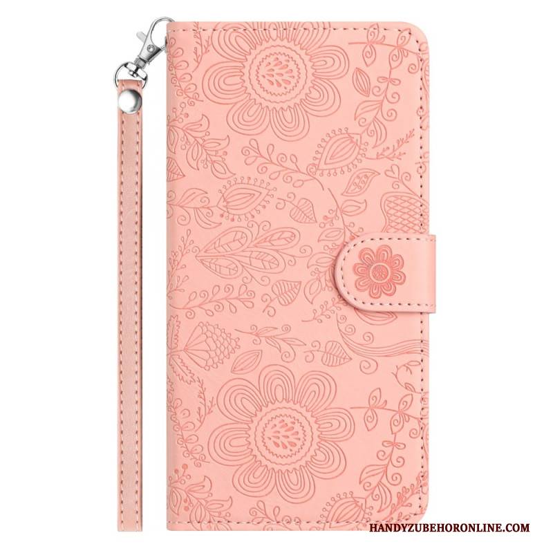 Lederhüllen Samsung Galaxy S25 Fe Blumenmuster Mit Riemen